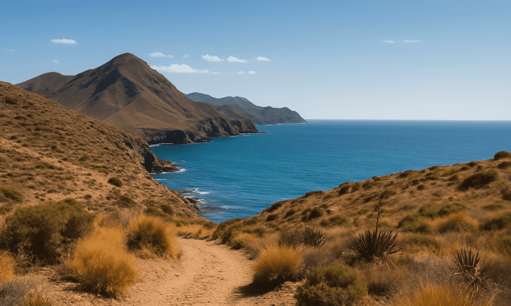 Cabo de Gata natural park during Easter 2025, with protected coastal landscape under clear skies.