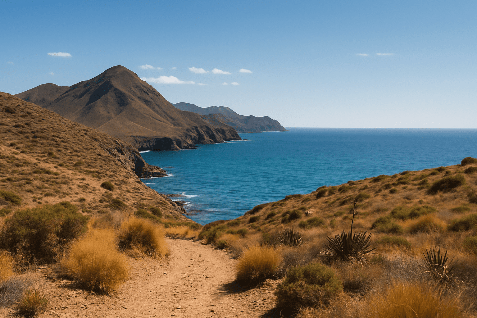 Cabo de Gata natural park during Easter 2025, with protected coastal landscape under clear skies.