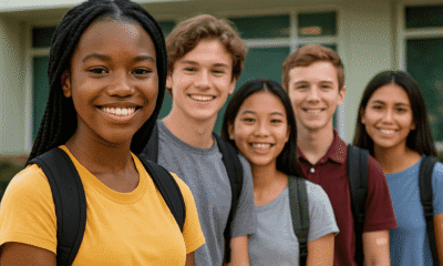 Group of happy teenagers in Almería after receiving HPV vaccination