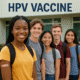 Group of happy teenagers in Almería after receiving HPV vaccination