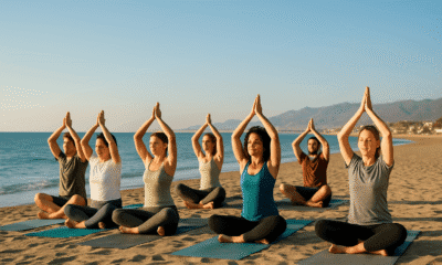 Beach yoga session at the beach