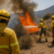 Infoca firefighters containing wildfire in El Pocico near Huércal de Almería