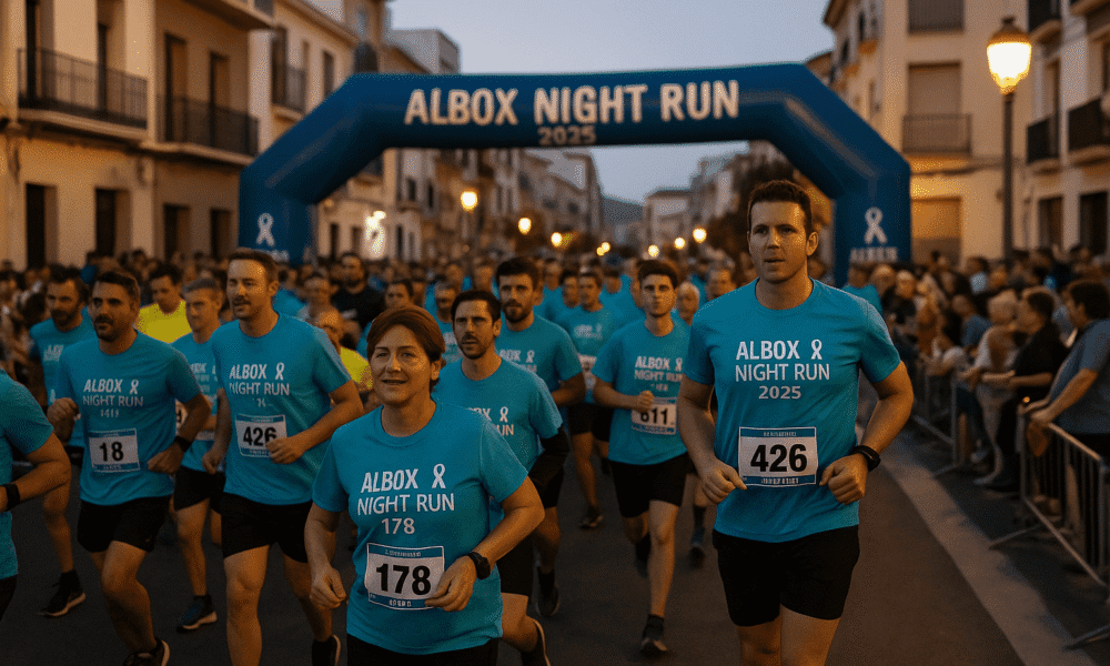 Runners starting the Albox Night Run 2025 to support cancer research