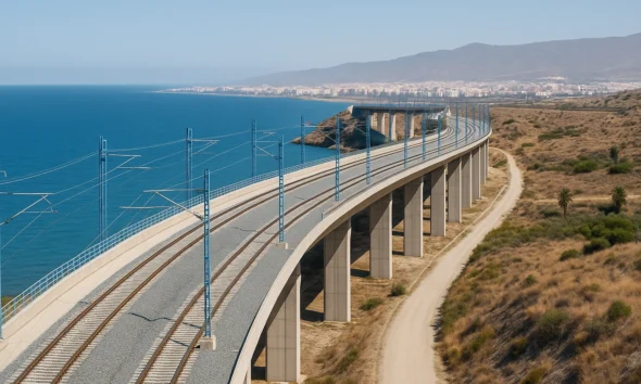AVE high-speed rail lines heading toward Almería along the coast