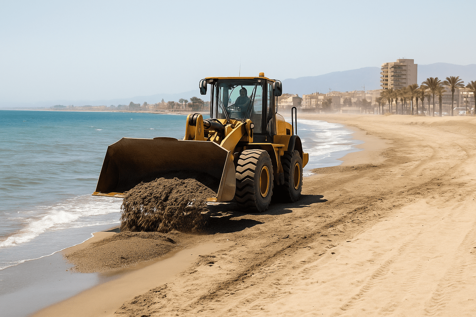 Sand being delivered to El Ejido beaches for post-storm restoration