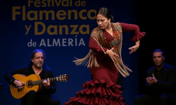 Flamenco dancer on stage at the Festival de Flamenco y Danza de Almería