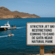 Guardia Civil boat and jet ski near Cabo de Gata-Níjar Natural Park with sign about jet ski restrictions