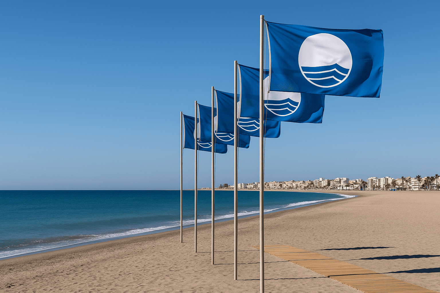 Blue Flag flying at Roquetas de Mar beach