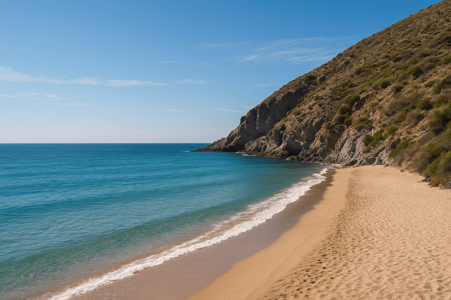 Secret beaches Almería with volcanic rocks and turquoise sea