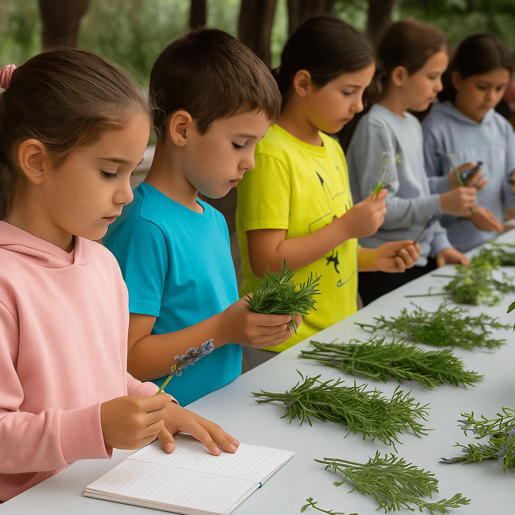 Children participating in an ethnobotanical workshop in Vera