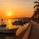 Adra promenade at sunset, coastal view in Almeria Spain