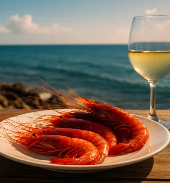 Red prawns and white wine by the Mediterranean in Garrucha, Almeria — Gamba Roja Festival 2025