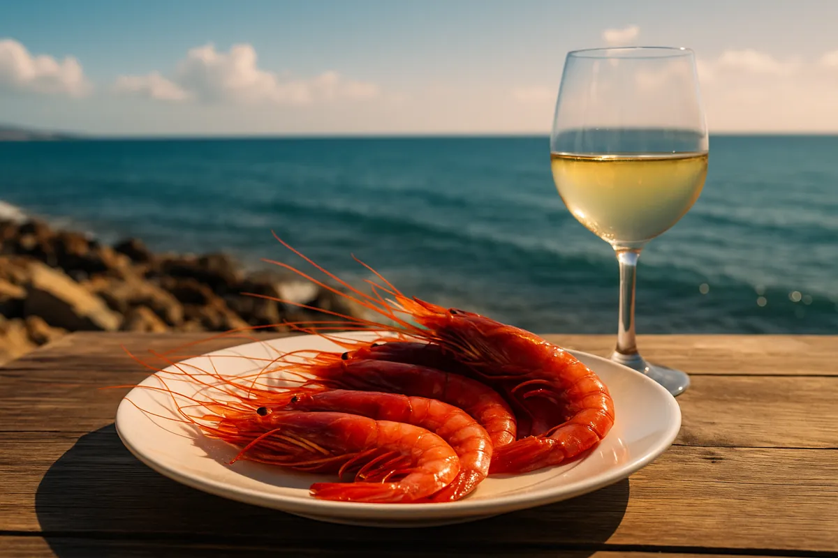 Red prawns and white wine by the Mediterranean in Garrucha, Almeria — Gamba Roja Festival 2025