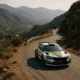 Rally Costa de Almeria 2025 rally car driving through the mountain roads near Alboloduy, Spain