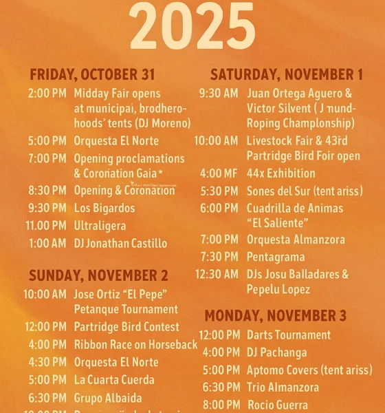 Albox Fair 2025 full event schedule with concerts, activities and daily highlights