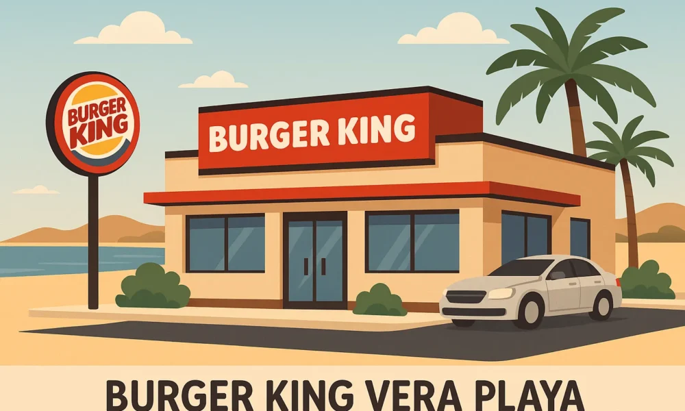 Burger King Vera Playa drive-thru under construction near the coastal road