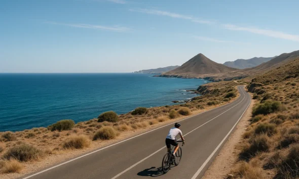 Cabo de Gata cycling route along the coastal road