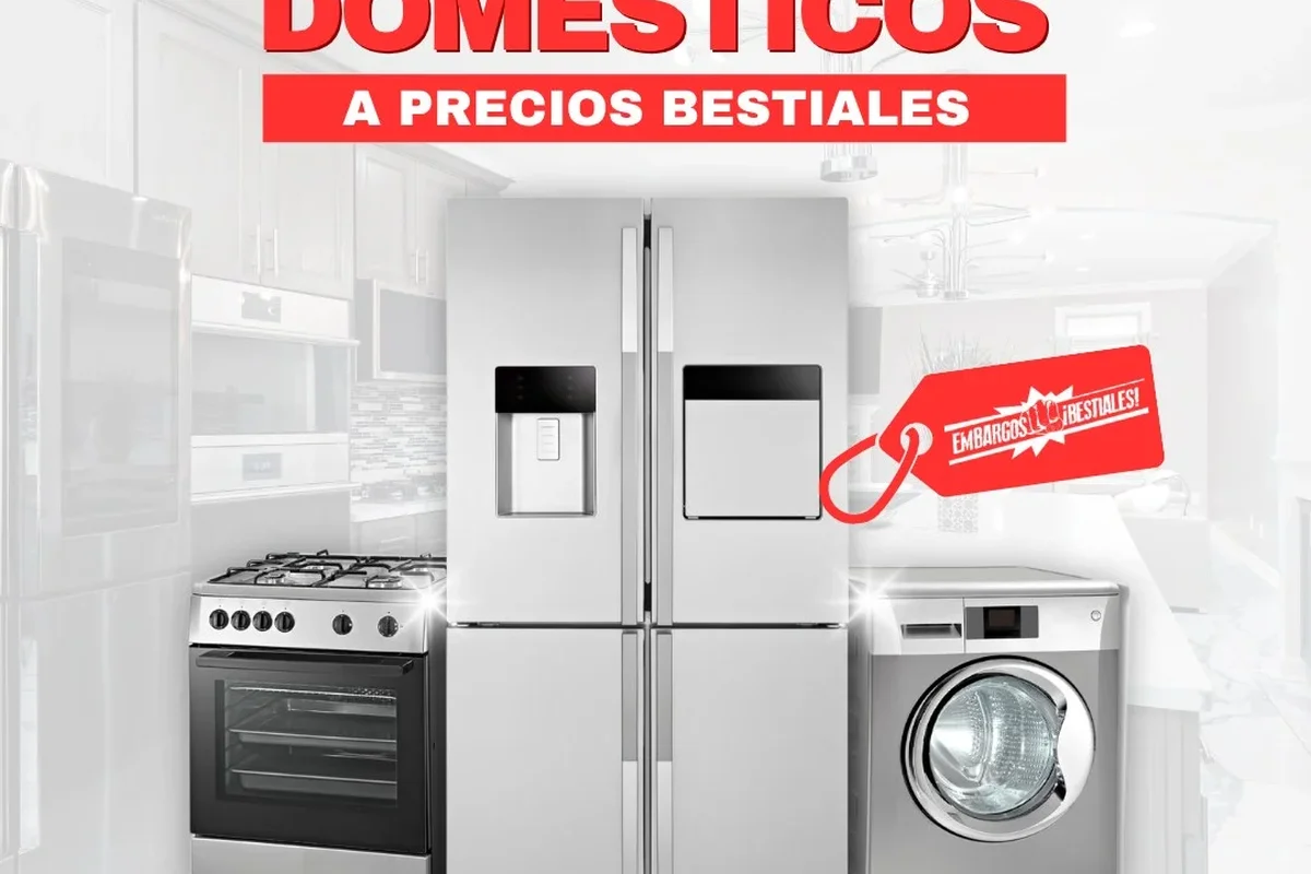 Embargos Bestiales Antas home appliances promotion with fridge, oven and washing machine