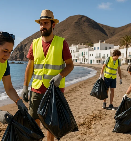 Las Negras Cleanup with volunteers collecting waste