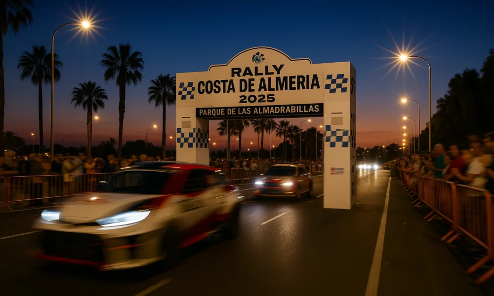 Rally Costa de Almeria 2025 start at Parque de las Almadrabillas during the 50th anniversary edition