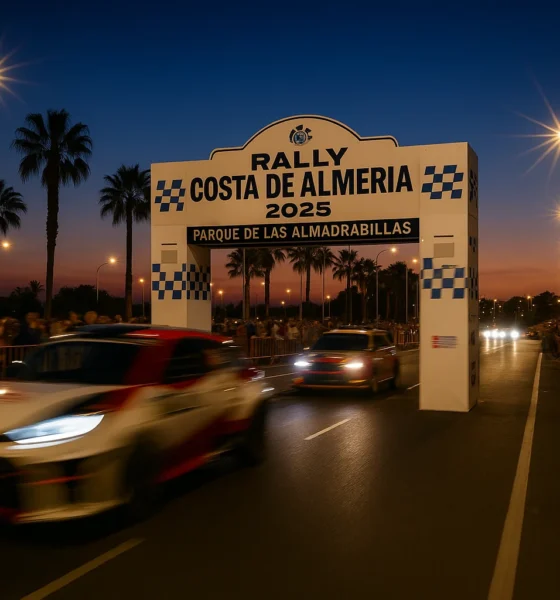 Rally Costa de Almeria 2025 start at Parque de las Almadrabillas during the 50th anniversary edition