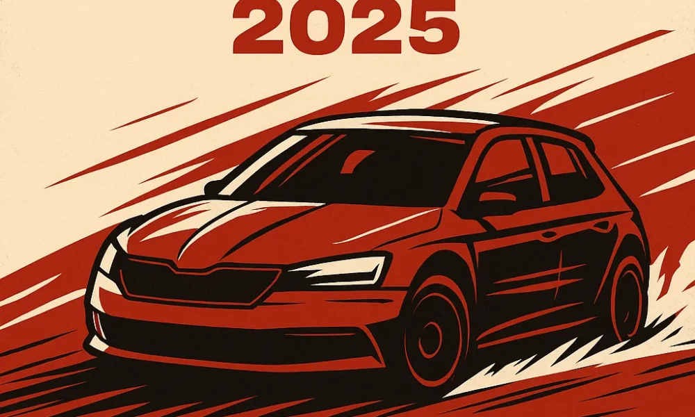 Terreros Slalom 2025 promotional poster with racing car illustration