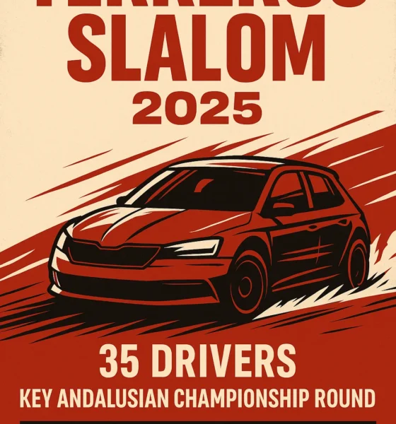 Terreros Slalom 2025 promotional poster with racing car illustration