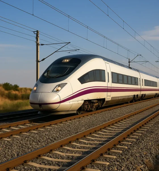 High-speed rail to Almeria on electrified tracks in southern Spain, symbolising the future rail connection to Almeria