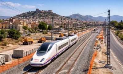 High-speed rail to Almeria tracks under construction near Lorca on the AVE route