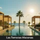Infinity pool and cabanas overlooking the Mediterranean Sea at Las Terrazas Macenas in Mojacar