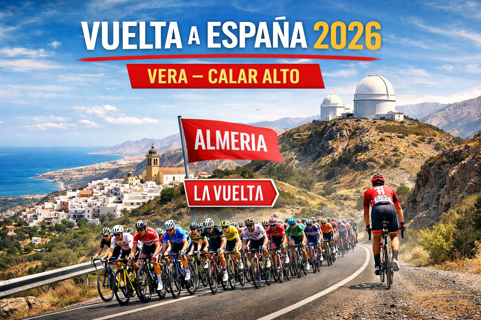 Peloton cycling through Almeria province during the Vuelta a España 2026
