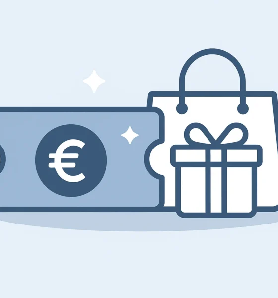 Albox Consumer Voucher illustration with euro discount voucher and gift bag