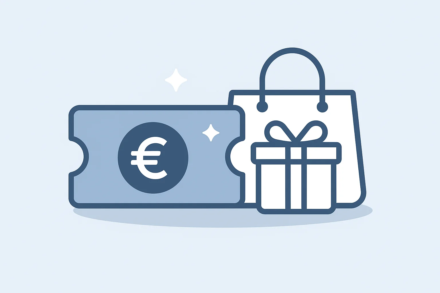 Albox Consumer Voucher illustration with euro discount voucher and gift bag