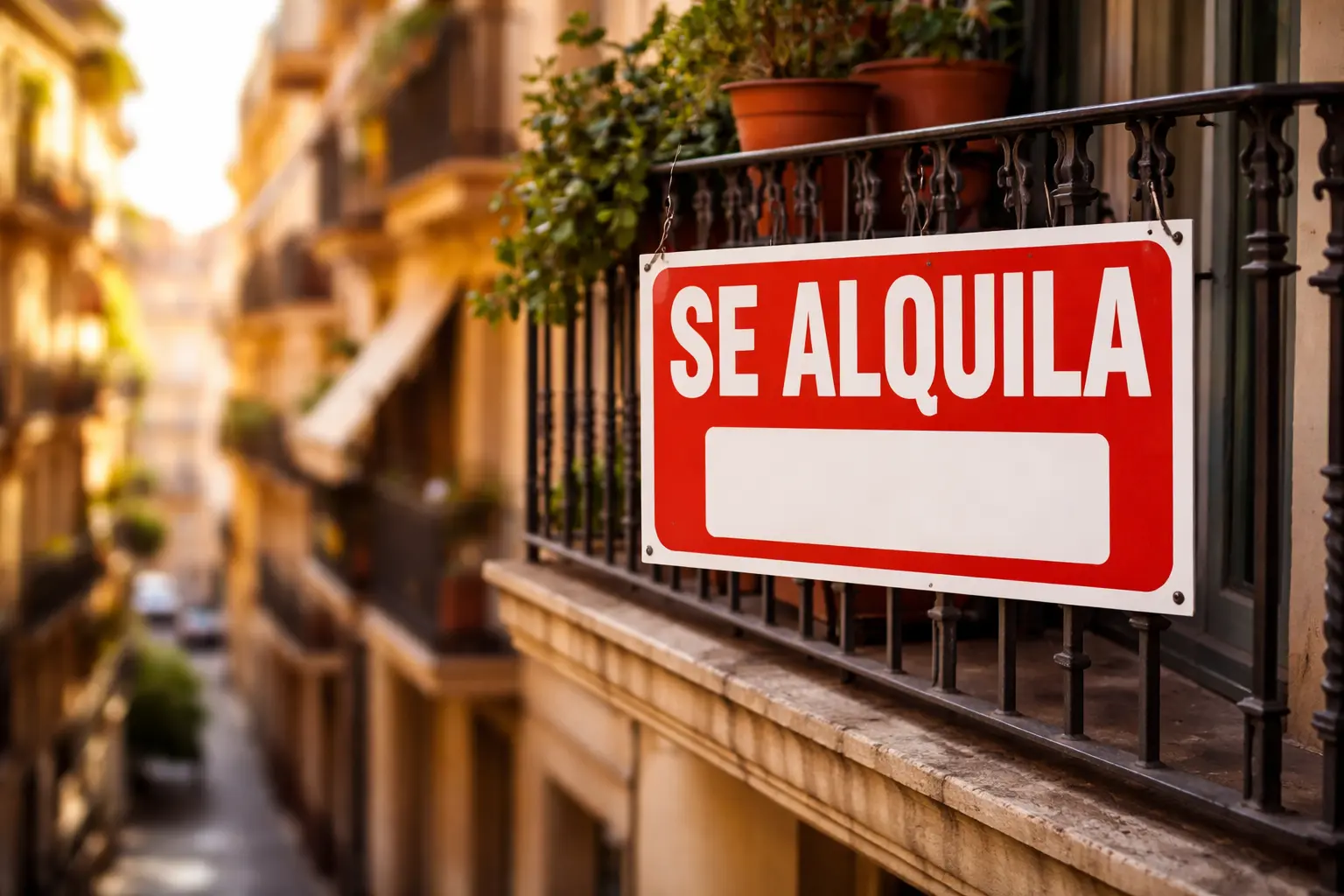 Se alquila sign on an apartment balcony reflecting the Almeria housing market