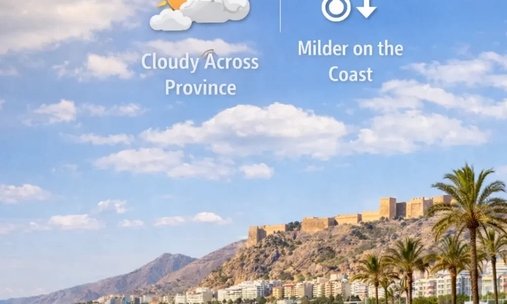 Weather in Almeria today: cloudy across the province with mild coastal and cooler inland temperatures