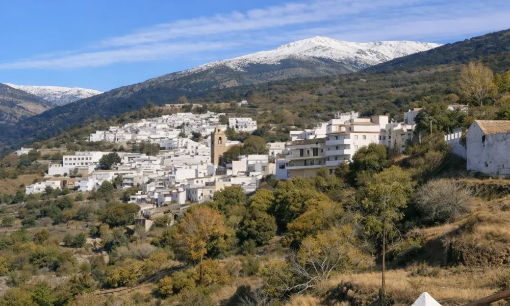 Bayarcal village in Almeria with the Sierra Nevada mountains in the background