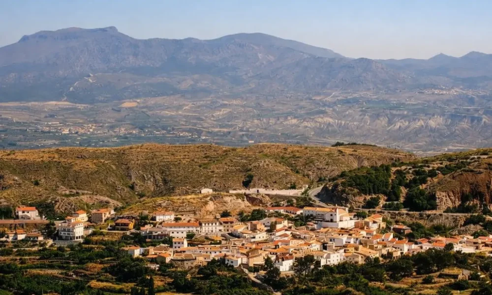 Bayarque village in the Almanzora valley, Almeria, surrounded by mountain landscape
