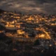Bedar village at dusk, hilltop houses overlooking the Almanzora basin and the coast in Almeria