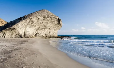 Playa de Monsul beach with volcanic rock formations near San Jose in Cabo de Gata, Almeria