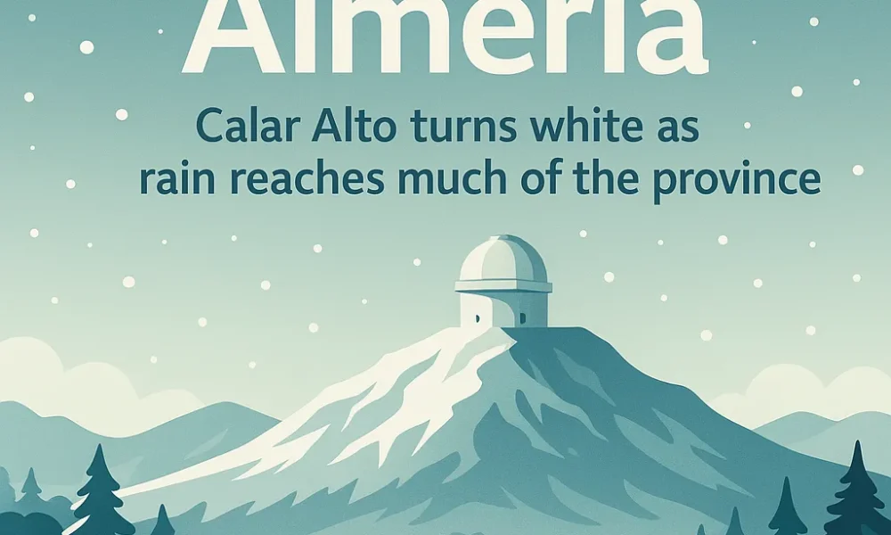 Snow in Almeria illustration showing Calar Alto covered in winter snow