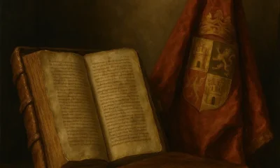 Restored 16th-century municipal minutes book and the historic Royal Banner of Vera