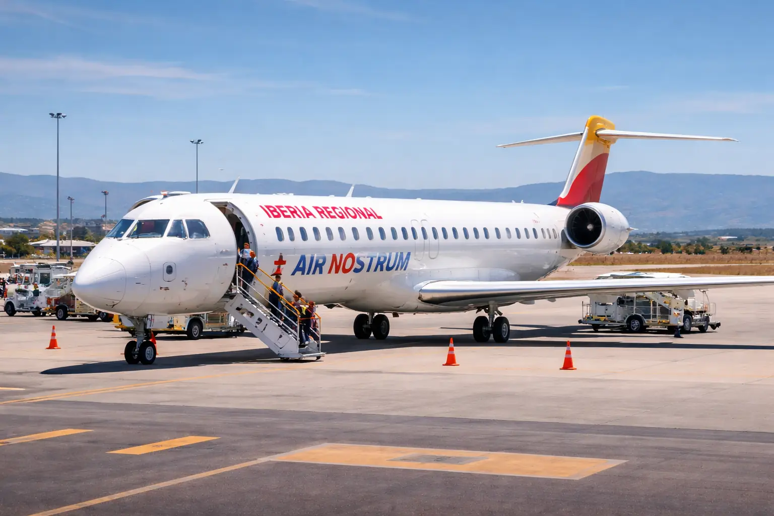Air Nostrum regional aircraft operating a PSO flight from Almeria Airport