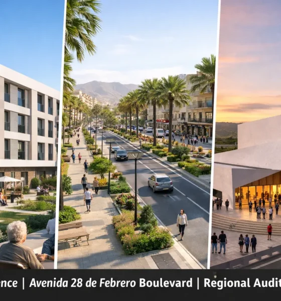 Concept image showing planned projects in Albox including a senior residence, boulevard and auditorium