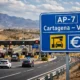 AP-7 Cartagena–Vera toll road with toll plaza and motorway sign