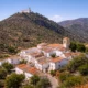 Benizalon village in the Sierra de los Filabres with the Monteagud sanctuary on the hill above