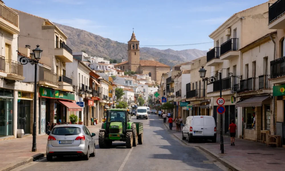Main street in Canjayar, a working town in the Andarax valley, Almeria