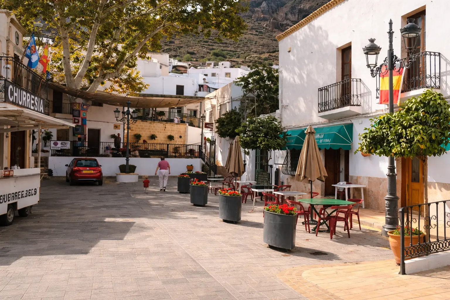 Plaza del Ayuntamiento in Lucainena de las Torres, a small inland village in Almeria