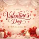 Valentine’s Day greeting card with hearts, roses and romantic decorations