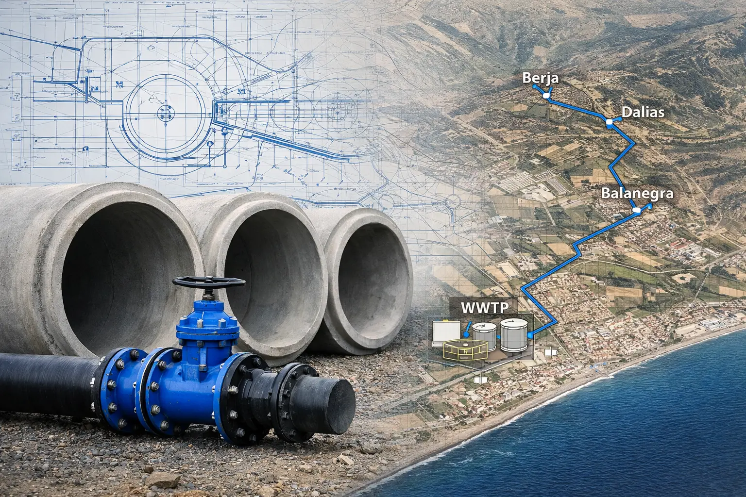 Wastewater collectors project linking Balanegra, Berja and Dalias in Almeria province