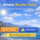 Almeria weather today with mild temperatures, a mix of clouds and sunshine, and AEMET wind alerts across parts of the province